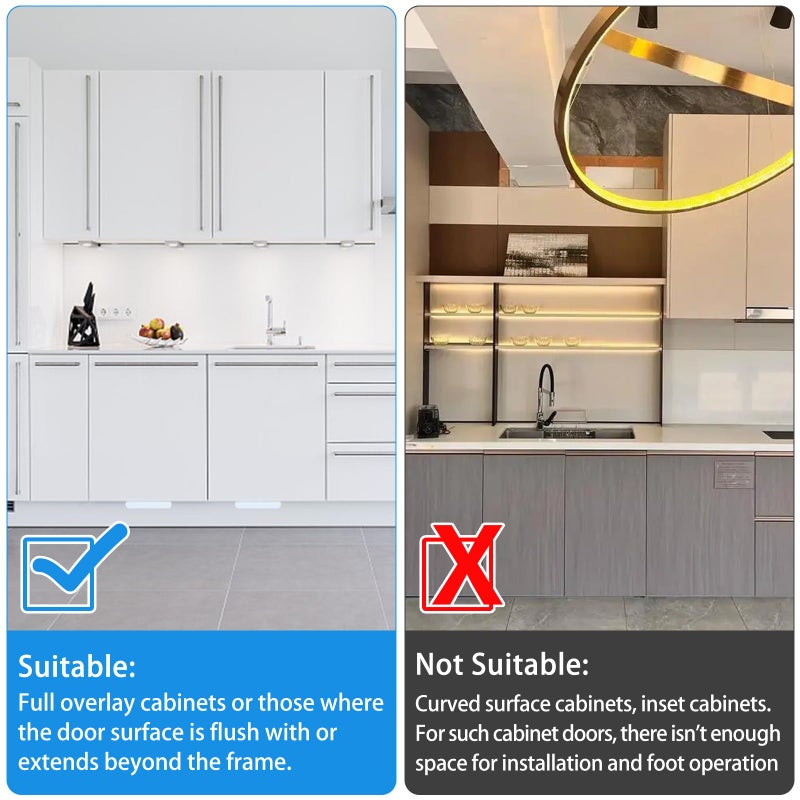 Sozize Cabinet Foot Pull for Trash Can - Touchless Handle for Full Overlay Cabinet Door (1pcs, White) - Image 3